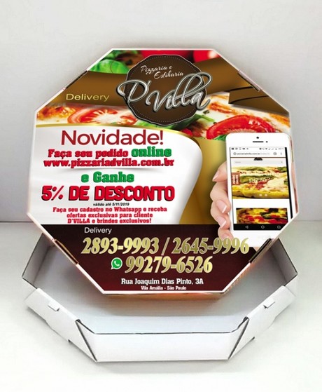 Empresa de Caixa para Pizza Personalizada Itapegica - Caixa Embalagem Personalizada